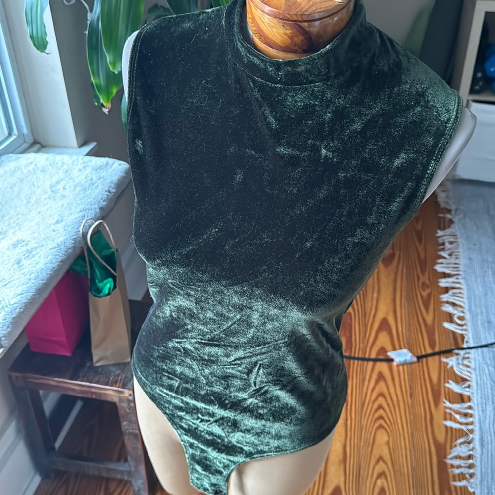 Green velvet bodysuit
